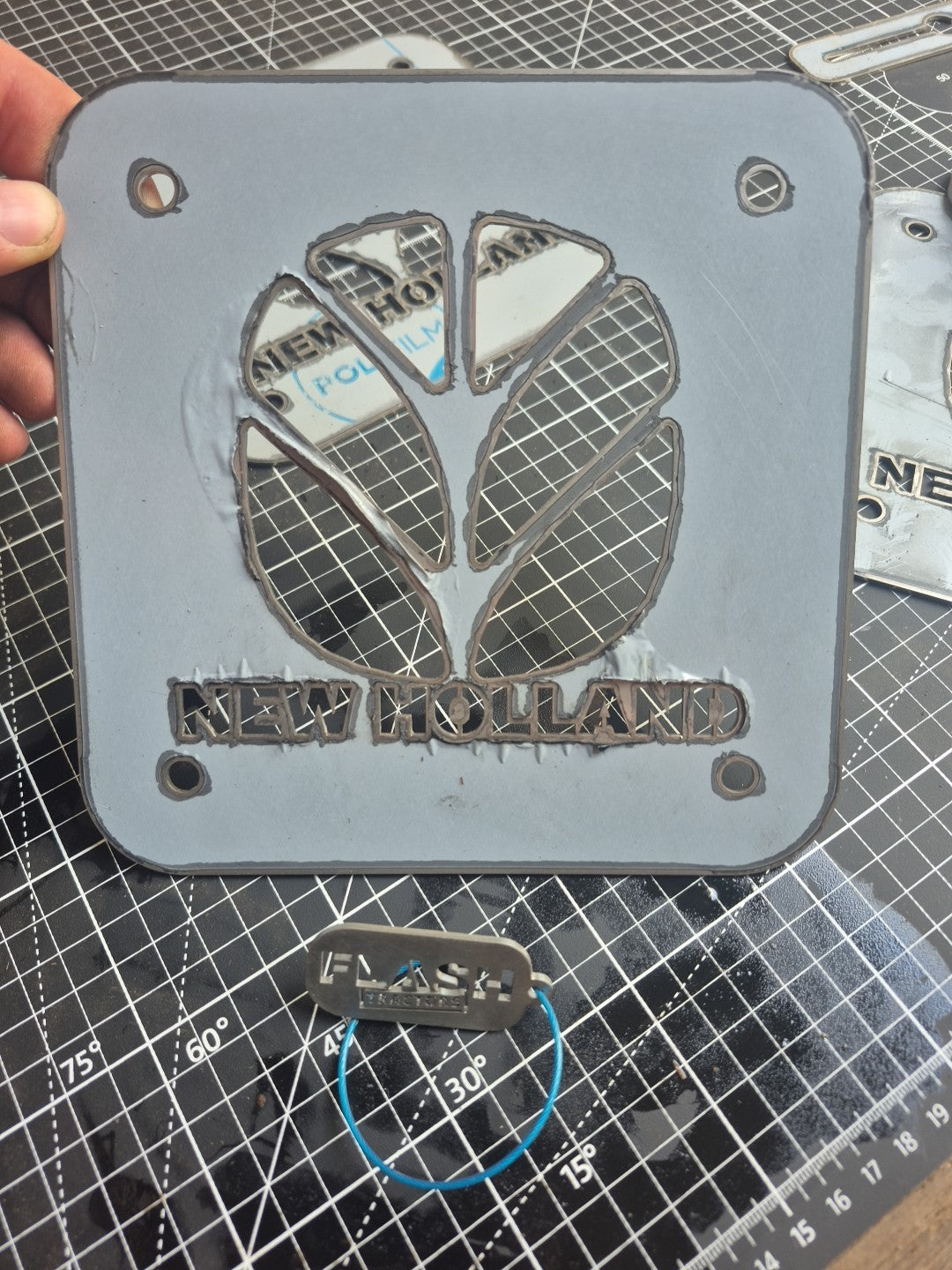 New Holland Badge. Stainless Steel, Ideal For Toolboxes And Implements. Small.