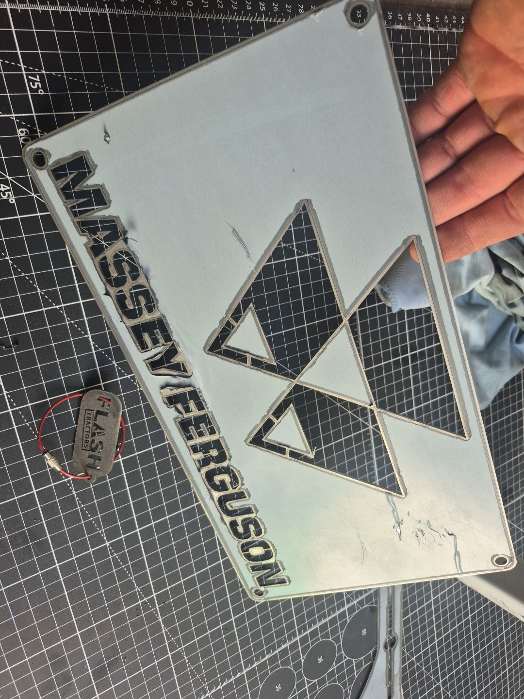 Massey Ferguson Stainless Laser-cut Logo Ideal For Toolboxes, Implements. Large.