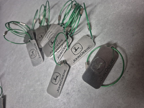 John Deere Keyring. Stainless Steel Laser-cut John Deere Key Ring.