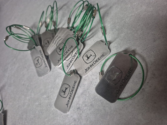 John Deere Keyring. Stainless Steel Laser-cut John Deere Key Ring.