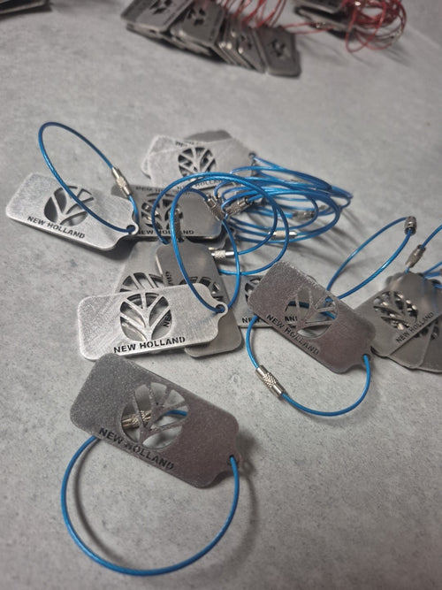 New Holland Keyring.  Flash Tractors Stainless Steel Laser-cut Keyring.